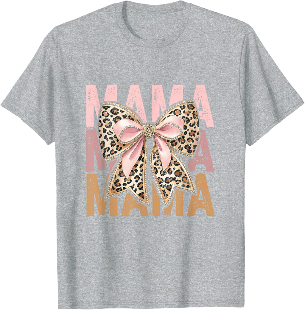 Retro Leopard Mama,Cute Mom Retro Coquette Bow Mother's Day