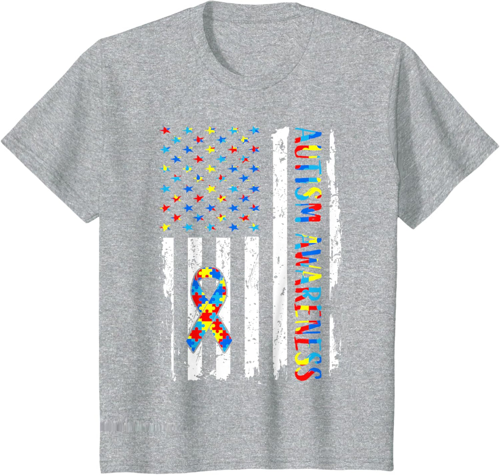 Autism Awareness Mom Dad USA flag Autistic Awareness Autism